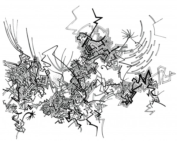 dessin_nb_02_modif dessin au stylo noir sur papier blanc, non figuratif : traits entremêlés