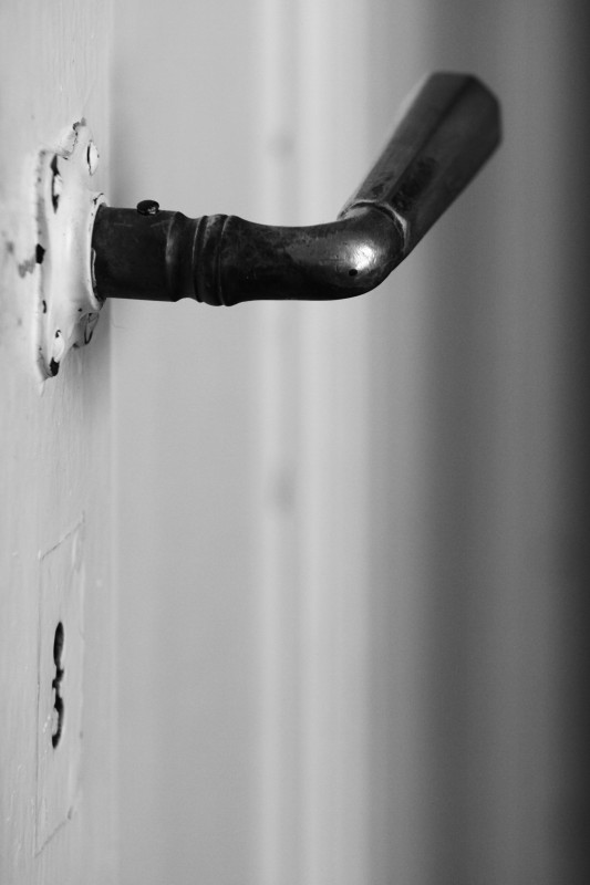 poignée de porte, noir-blanc, sur-exposé