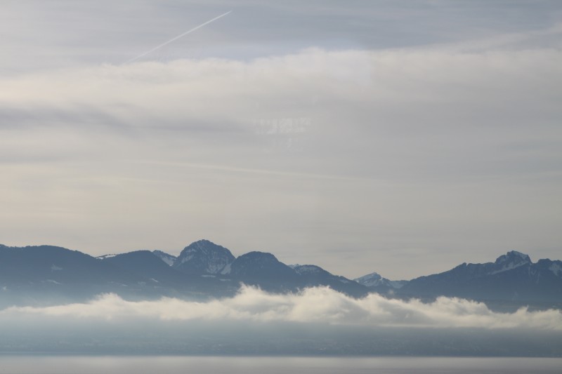paysage, lach, nuage, montagne et ciel bleu